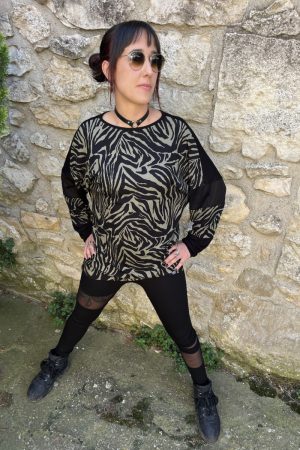 CAMISETA LARGA NUT / zebra kaki