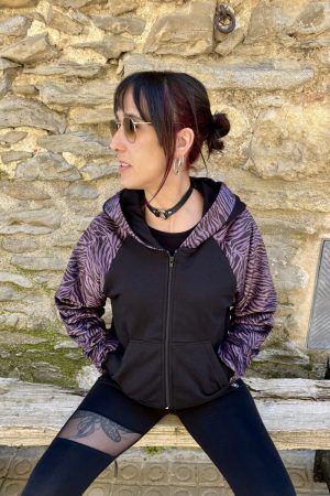 SUDADERA RAK ABIERTA / Zebra Malva Terciopelo