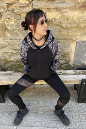 SUDADERA RAK ABIERTA / Zebra Plata Terciopelo