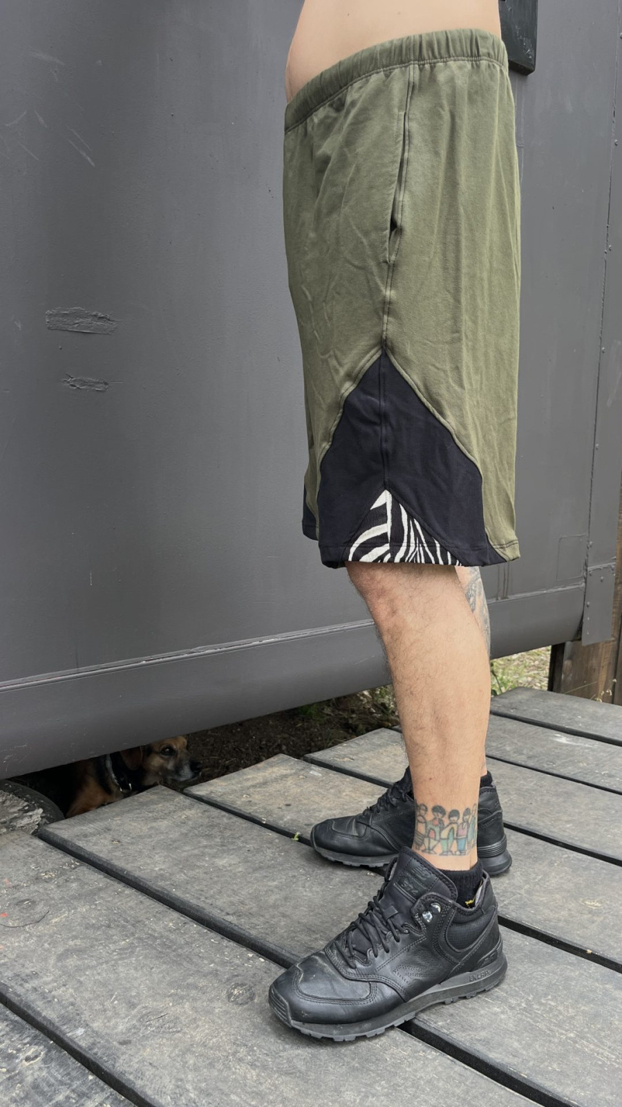 TRIANGLE BASKET PANTS / green + zebra white - Imagen 4
