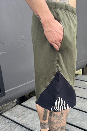 TRIANGLE  BASKET PANTS / green + zebra white