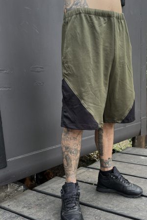 TRIANGLE  BASKET PANTS / green + black
