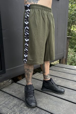LINE BASKET PANTS / green + abstract