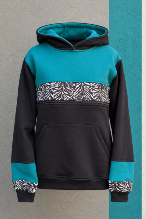 SUDADERA LACTANCIA / Azul y zebra blanca