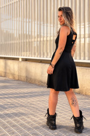 VESTIDO CAMPANA / antelina negro