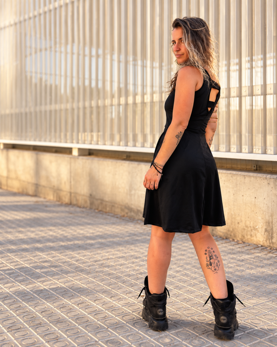 VESTIDO CAMPANA / antelina negro