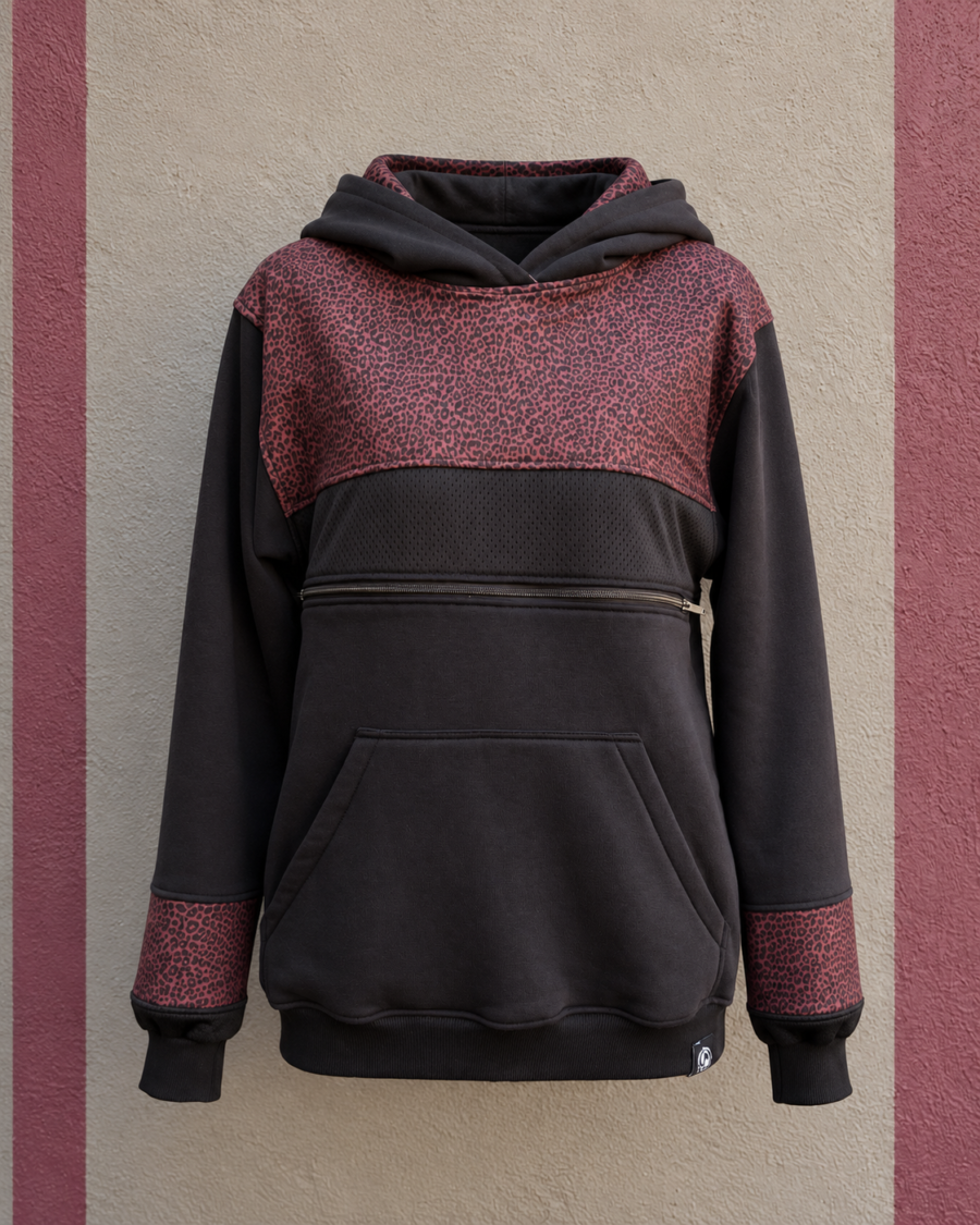 SUDADERA LACTANCIA / Leopardo burdeos